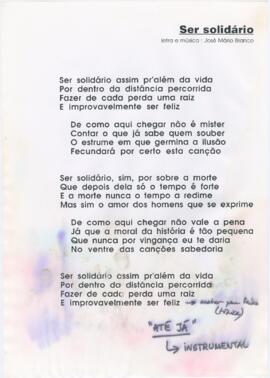 Letra da canção "Ser solidário"