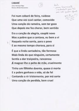 Letra da canção "Cabaré"