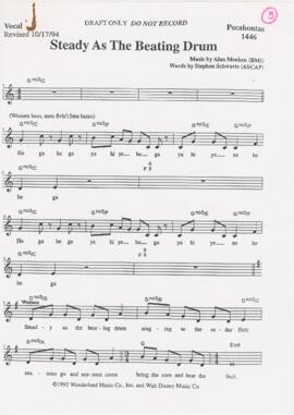 Partitura da canção "Steady As The Beating Drum"
