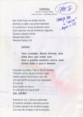 Letra da canção "Dairinhas (Carta ao Daniel Filipe)"