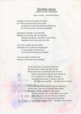 Letra da canção "Sentido único (Carta ao Chico Buarque)"