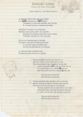 Letra da canção "Sentido único  (Carta ao Chico Buarque)"