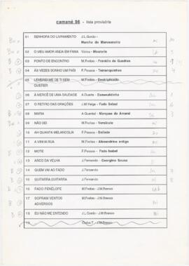 Camané 96 - lista provisória
