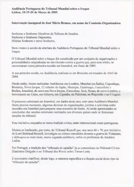 Audiência Portuguesa do Tribunal Mundial sobre o Iraque