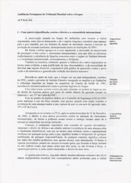 Audiência Portuguesa do Tribunal Mundial sobre o Iraque - Acusação
