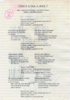 Letra da canção "Qual é a tua, ó meu?"