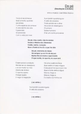Letra da canção "De pé (Saudação a Antero)"