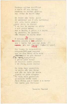 Letra da canção "Canto Duro" + letra da canção "Perfilados de Medo"