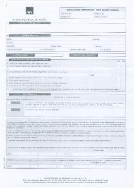 Boletim de adesão à companhia de seguros AXA