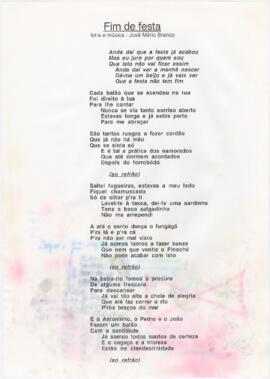 Letra da canção "Fim de festa"
