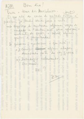 Mensagem de José Mário Branco para António José Martins