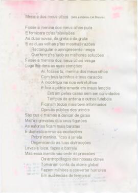 Letra da canção "Menina dos meus olhos"