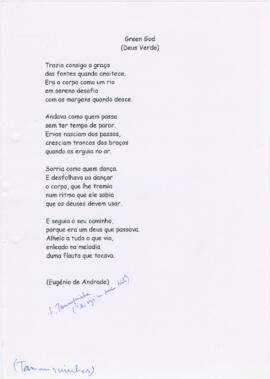 Poema "Green God (Deus Verde)"