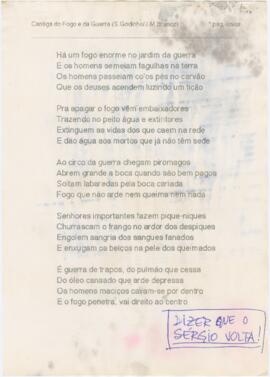 Letra da canção "Cantiga do fogo e da guerra"