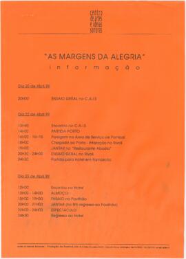 Calendário dos espectáculos "As margens da alegria"