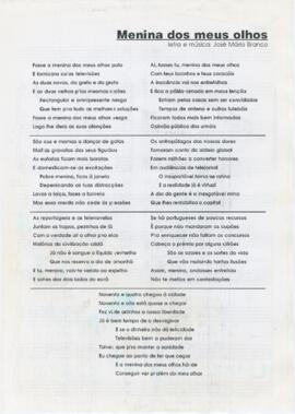 Letra da canção "Menina dos meus olhos" + partitura