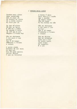 Letra da canção "Venham Mais Cinco"