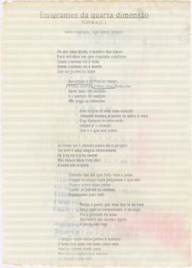 Letra da canção "Emigrantes da quarta dimensão  (Carta a J.C.)"