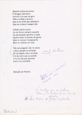 Letra da canção "Quando Lisboa escurece"