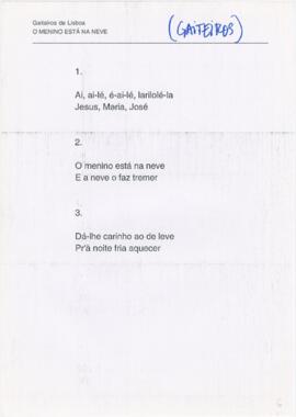 Letra da canção "O menino está na neve"