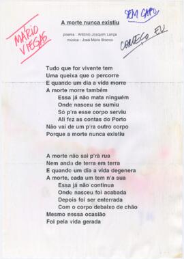 Letra da canção "A morte nunca existiu"