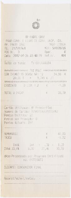 Factura / recibo da BP