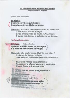 Letra da canção "Eu vim de longe, eu vou p'ra longe"