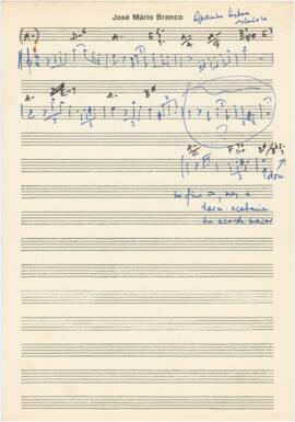 Partitura e cifras da canção "Quando Lisboa escurece"