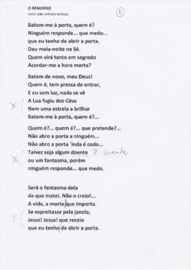 Letra da canção "O Remorso"