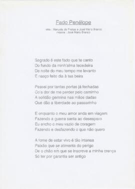Letra da canção "Fado Penélope"