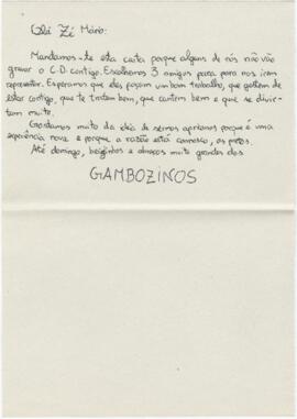 Correspondência entre o Bando dos Gambozinos e José Mário Branco