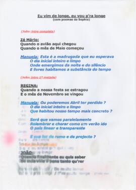 Letra da canção "Eu vim de longe, eu vou p'ra longe"