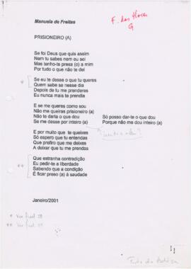 Letra da canção "Prisioneiro"
