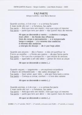 Letra da canção "Faz parte"
