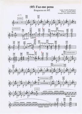 Parte de viola braguesa da canção "Faz-me pena"