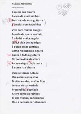Letra da canção "A Casa da Mariquinhas"