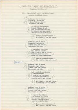 Exemplares da letra da canção "Quantos é que nós somos?"