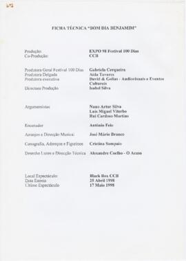 Ficha técnica "Bom dia, Benjamim"