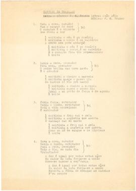 Letra da canção "Cantiga de trabalho"
