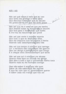 Letra da canção "Não sei"