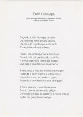 Letra da canção "Fado Penélope"