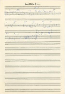 Partitura com esboço da melodia da canção "Canto dos Torna-Viagem"