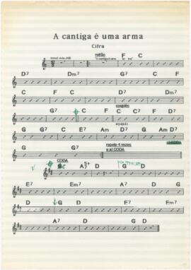 Cifras + parte de saxofone tenor da canção "A cantiga é uma arma"