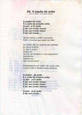Letra da canção "O papão do anão"