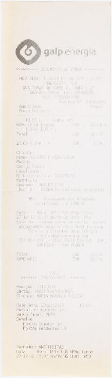 Factura / recibo da Galp