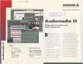 Folheto promocional de placa de som Audiomedia III