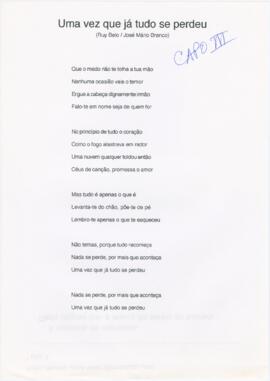 Letra da canção "Uma vez que já tudo se perdeu"