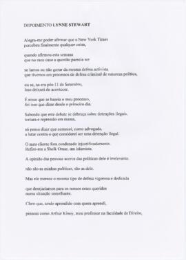Depoimento de Lynne Stewart