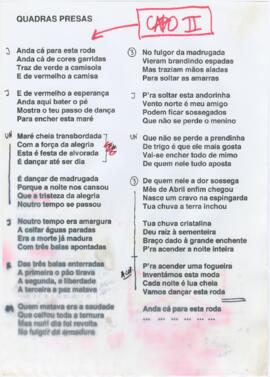Letra da canção "Quadras presas"