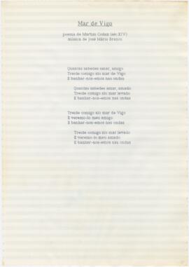 Letra da canção "Mar de Vigo"
